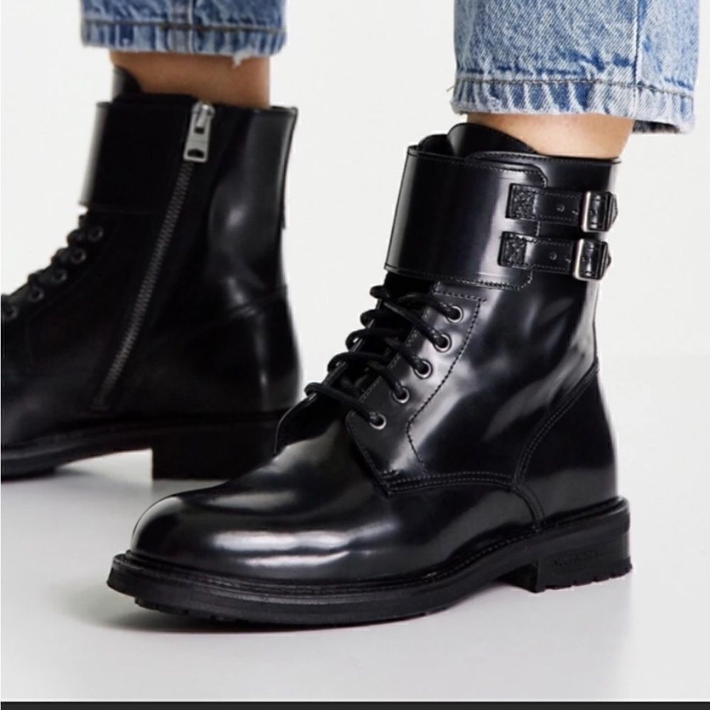 AllSaints Women’s brigade combat leather boot in black size EU 35/ US 5 new